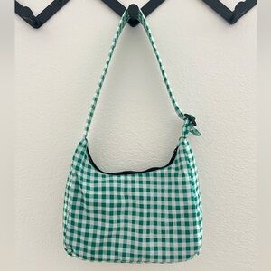 Baggu Mini Nylon Shoulder Bag - Green Gingham Checker Print